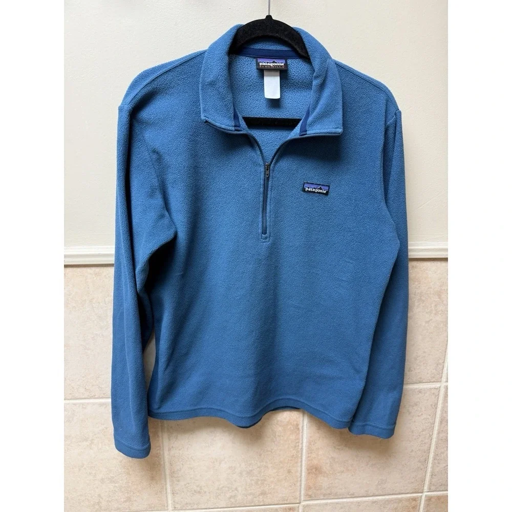 Patagonia Synchilla Quarter Zip Fleece Pullover Mens Blue Sweater. Sz S